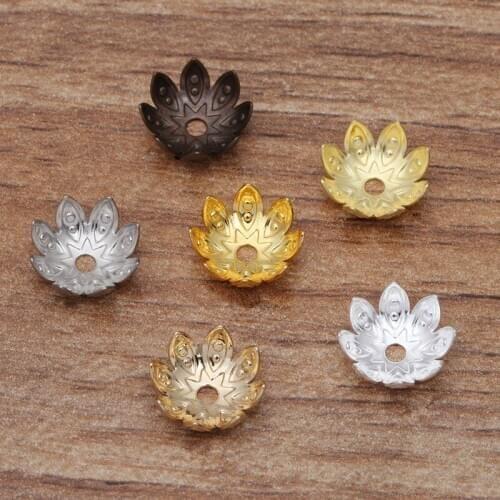 200pcs 9mm Metal Brass Filigree Flowers Bead Caps Charms Base Settings DIY Handmade Jewelry Findings