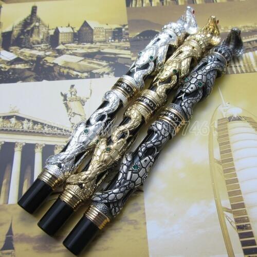 3PCS jinhao White Black Gold snake type Roller ball Pen with gift box White 3d-model Cobra J3T55R