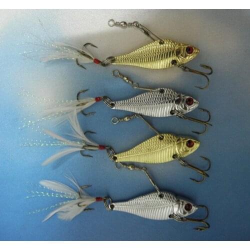 4Pcs/Lot VIB Spinner Fishing Lure 5cm/13g Diving Metal Fish Hard Bait Fish Hook Fishing Tackle