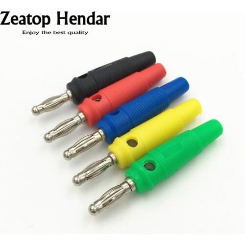 50Pcs 5 Color 4mm Nickel Plated Banana Plug for Probes Binding Post Red and Black 55mm Long
