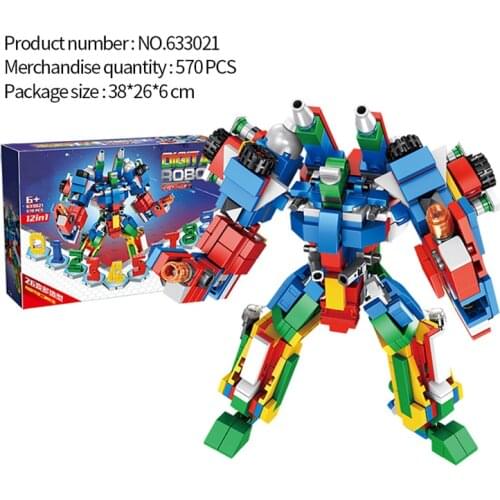 570PCS Transformation Robot Boy Childrens Building Blocks Set Number Model Toys Kids Robot Bricks Educational Toys Mini Bricks