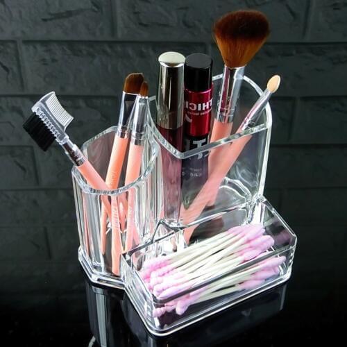 Acrylic Pen Pencil Holder Makeup Cosmetic Brush Pen Storage Box Case Holder Organizer Stand for Office School Supply