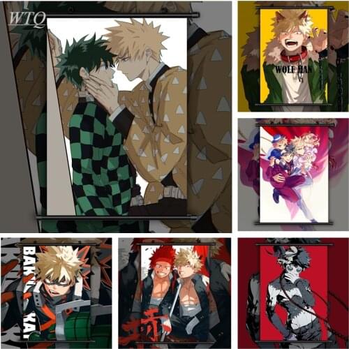 Boku No Hero Academia Bakugou Katsuki X Midoriya Izuku Retro Anime Posters Canvas Painting Wall Decor Wall Art Picture Home Deco