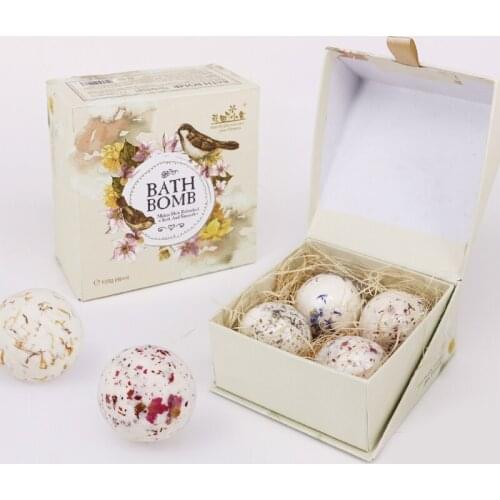 MOLF 4Pcs Dried Flower Bath Bombs Gift Set with Essential Oils Spa Bubble for Women Birthday Mothers Day