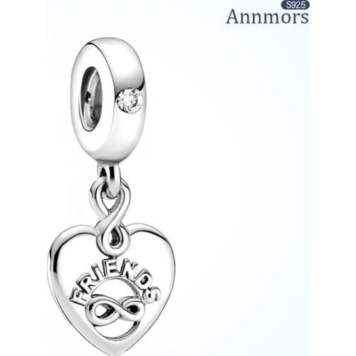 Best Friends Love Charm 925 Sterling Silver Fits Pandora Charms Necklace Bracelets for Woman Girl Jewelry Make Beads Charm Gifts