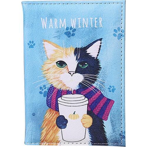 Cartoon Animal Cat Passport Cover Travel Women Men Pass Port Credit Card Holder Case PU Leather Business Card Pass Card Wallet