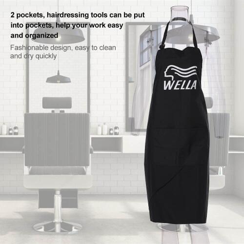 Black Hairdresser Apron Professional Salon Hairdressing Cutting Barber Cape Adjustable with Pockets Hairdressing Tools