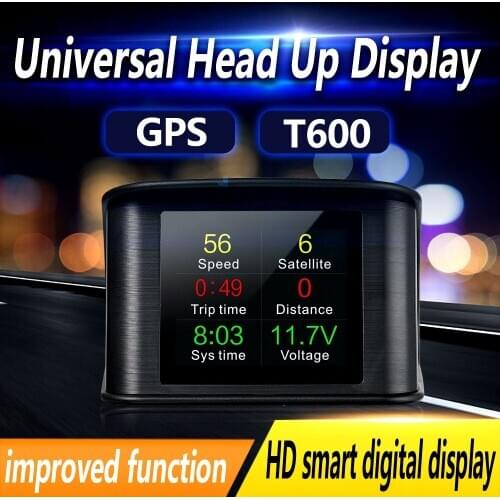 Colorful HUD GPS OBD HD Head Up Multi-Functional Display Speedometer Speed RPM Fuel Consumption Driving Time With Alarm P10 T600
