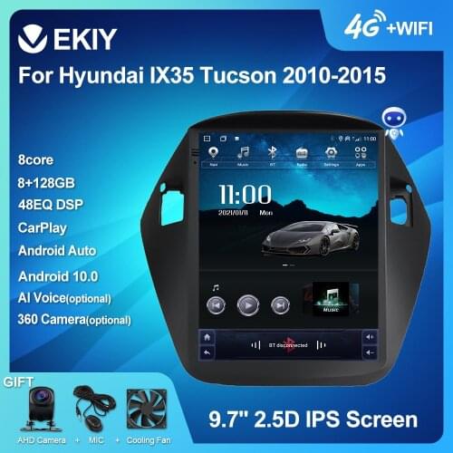 EKIY 4G 64G DSP Android 10 Car Radio GPS For Hyundai IX35 Tucson 2010-2015 Multimedia Tesla Vertical Screen Navi Wifi Carplay BT