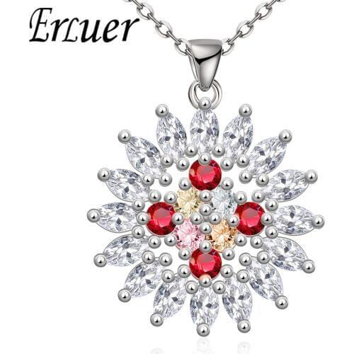 ERLUER Fashion Romantic Jewelry Necklace Classic Casual Charming Flower Jewellery Necklace Party Wedding Christmas Gift forWomen