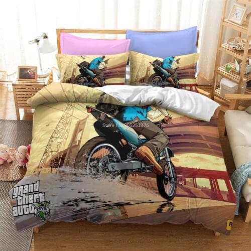 GTA 5 Game 3D Cartoon Printed Duvet Cover Set Grand Theft Auto V Comforter Cover Set Twin Full Queen King Bedding Set Bedclothes