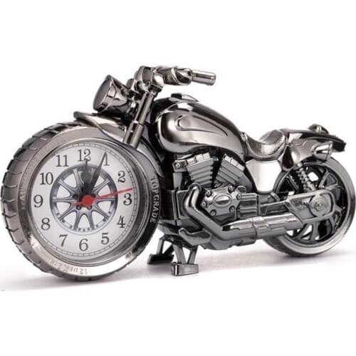 Creative Motorcycle Motorbike Pattern Alarm Clock Desk Clock Creative Home Birthday Gift Cool Clock (Wheel Type was Randomly)
