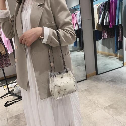 NOENNAME_NULL Fashion Women Transparent Handbag Beach Chain Shoulder Bag Clear Jelly Purse