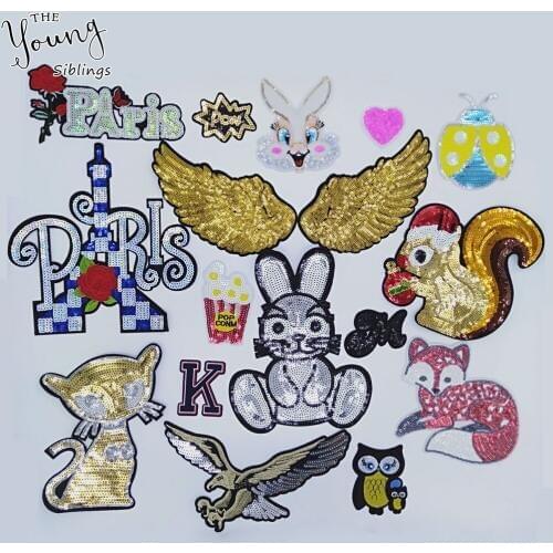 New arrive Cartoon Embroidery Sequins patch Hot melt adhesive Patch DIY Iron on patch Badges Clothing Sewing Accessory Supplies