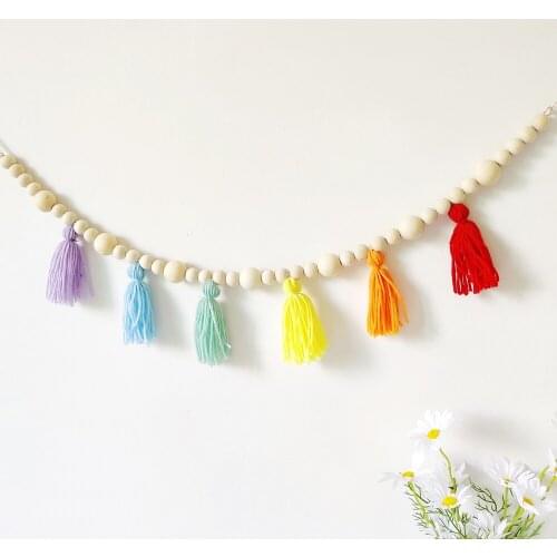 Original wood ball Cute banner for kid bedroom wall decal bed background decor banner