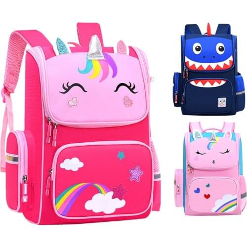 3D Animal Orthopedic School Bags Kids Backpack Student Portfolio Grade 1-3 Children Cute Unicorn Primary Mochila Escolar