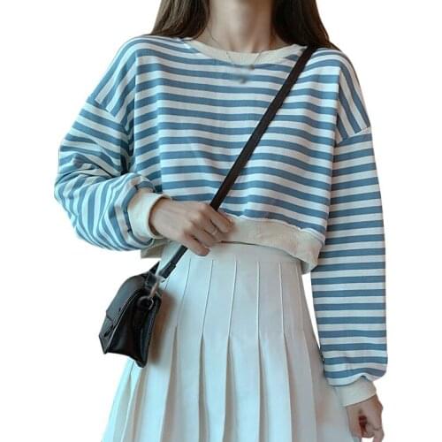 Casual Loose T Shirt Autumn Fashion Striped Long Sleeve Korean Style Harajuku Tee Shirt Tops