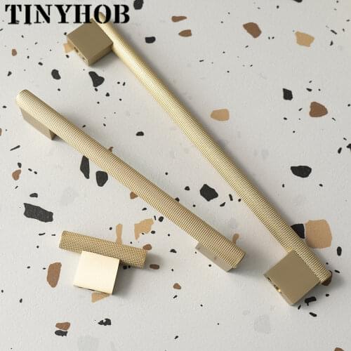 Gold Knurled/Textured simple kitchen cabinet knobs and handles Drawer Pulls Bedroom Knobs Brass Cabinet Hardware