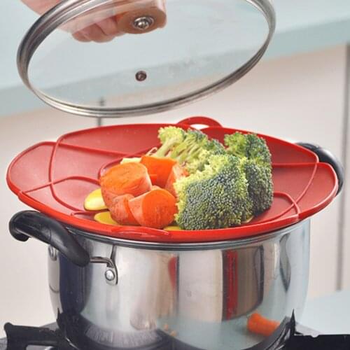 26CM Flower Shape Cookware 4 Colors Spill Stopper Cover Silicone Lid for Pot Pan Kitchen Accessories Cooking Tools