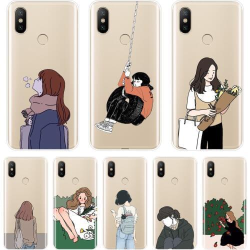Cartoon Girl Japan Kawaii Phone Case Silicone For Xiaomi Mi 5 5C 5S 5X 6 6X Plus Soft Back Cover For Xiaomi Mi A1 A2 8 SE Lite