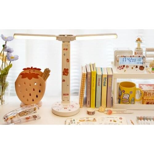Students learn to protect the eye special three color temperature brightness adjustment lovely double - headed lamp J06