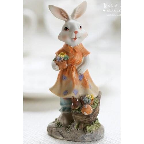 Super cute home decoration lovely bedroom childrens room gardening resin handicraft girl mushroom rabbit ornament