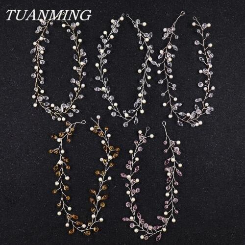 Wedding Crystal Pearl Headbands Bride Hairbands Hair Accessories Pineapple Crystal Beads Tiara Headbands For Bride Headdress