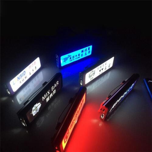 Gylbab 1pc Waiter led name badges Night Tags employee card customize pin plate rechargeable light DIY printed non programmed