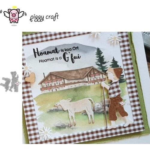 Piggy Craft metal cutting dies cut die mold Shepherd boy Scrapbook paper craft knife mould blade punch stencils dies