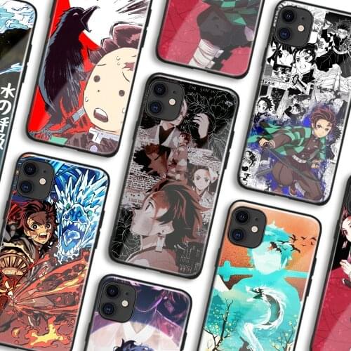 Tanjiro Demon Slayer Kimetsu no Yaiba Phone Cases For iPhone 11 12 Mini Pro XS Max 6s X XR 6 7 8 Plus SE Soft TPU Glass Cover