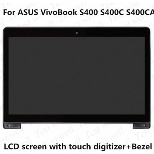 Test well 14 inch Touch LCD Assembly Screen Digitizer HD 1366X768 For Asus VivoBook S400 S400C S400CA with Frame