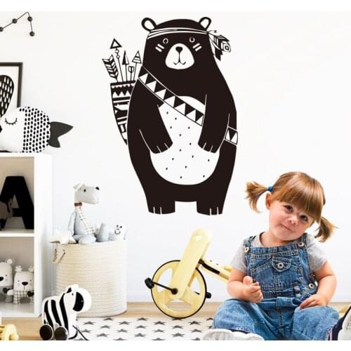 Nordic Style Tribal Bear Vinyl Wall Sticker Decals mural For Kids Rooms Decoration Stickers Nursery bedroom decor wallpaper