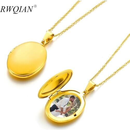 Custom Photo Necklace For Women Personalized Name Photo Necklaces Gold Stainless Steel Photo Box Pendant Choker Family Jewelry