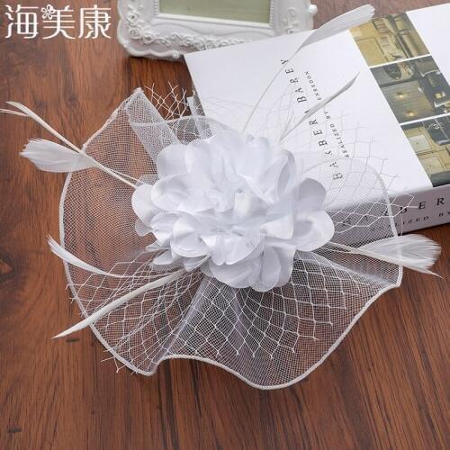 Haimeikang Ladies Royal Fascinators Wedding Races Sinamay Cocktail Fascinator Women Linen Feather Hat Party Fedora Cap
