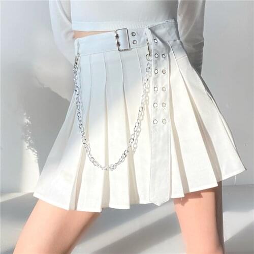Pleated Skirt Woman White Black Lolita Kawaii Summer Mini Skirts 2021 Fashion Clothing Cute Sweet Girls Streetwear Bottoms