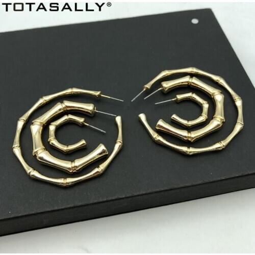 TOTASALLY New Women Hoop Earrings Fashion Designer Alloy Bamboo Earrings Open C Shape Ear Hoops Accessories Brincos