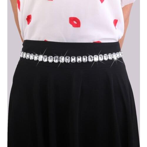 Women High Waisted Silver Straps Diamond Crystal Wedding Belt