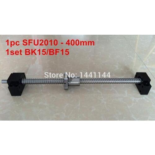 1Set SFU2010 Ballscrew 400mm end machined+ 1set BK15/BF15 Support CNC Parts
