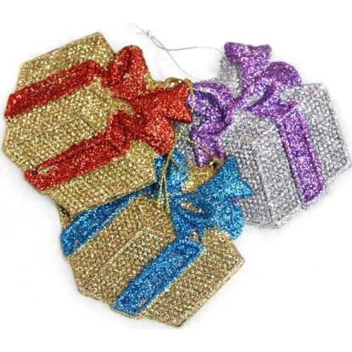 1 PC Gold powderdouble colors Boxes gift Christmas decorations Xmas tree present adornments DIY party production accessories