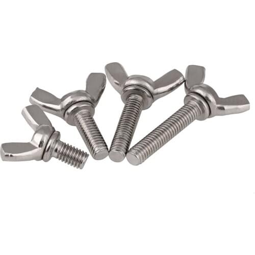 10PCS/LOT 304 STAINLESS STEEL M5*8/10/12/16/20/25/30/35/40MM DIN316 Wing Screw Bolts Thumb Hand Wing Bolts Hand Screws