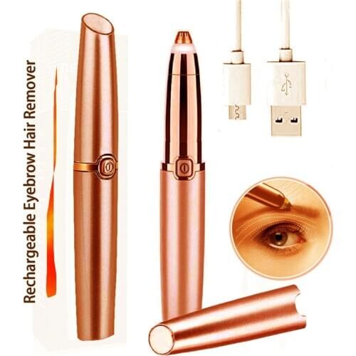2 IN 1 Electric Eyebrow Trimmer for Women Pen Eyebrow Epilator Mini Shaver Hair Removal Painless Electric Razor Facial Epilator