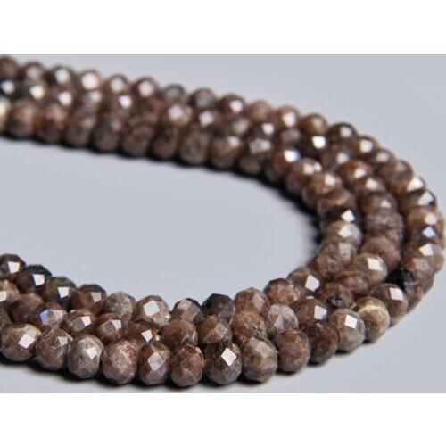 4x6mm Natural Coffee Flat Disk Faceted Labradorite Jaspers Gem Stone Spacer Beads Bracelet Necklace Beads Charm Jewelry Making