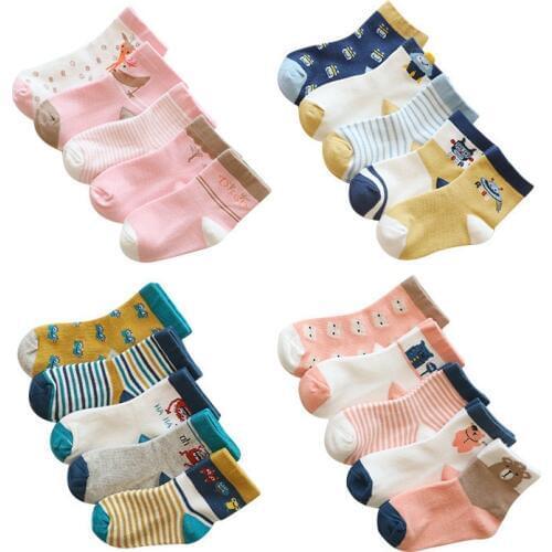 5Pairs/lot Kids Girls Socks Cotton Socks for Boy Autumn Winter Socks for Girls Cartoon Childrens Socks for Boys 0-8Years