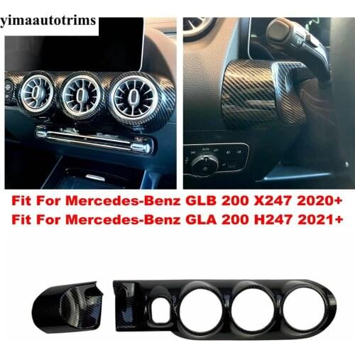 Car Central Dashboard AC Air Vent Ring Carbon Fiber Look Cover Trim For Mercedes-Benz GLB 200 X247 2020 2021 / GLA 200 H247 2021