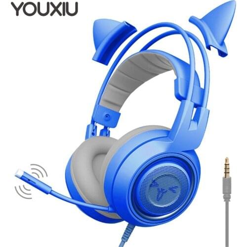 YOUXIU Wireless Headphone Stereo Sound Bluetooth Earphones Cat Ear Gaming Headset With Microphone Noise Canceling For Laptop PC