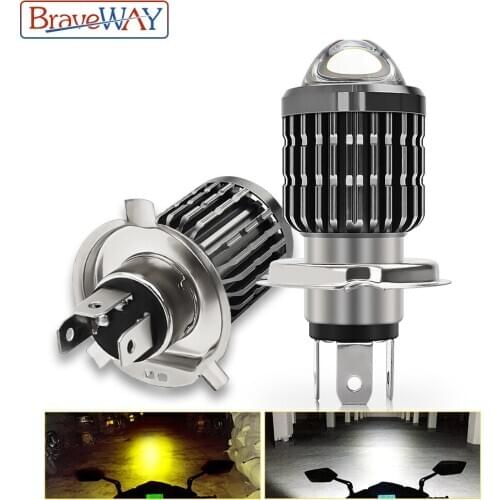 BravyWay H4 H6 Led Head Light 1PC Headlight Car Headlight Lamp Bulb 6000K Yellow/White Light Hi/Lo Beam Fog Light Headlamp