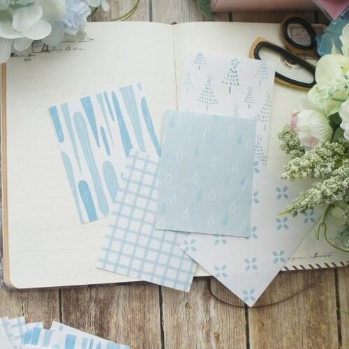 30pcs DIY Ice Blue Color Tree Rain 5 Style Mix Design Paper As Creative Craft Paper Background Scrapbooking DIY Use