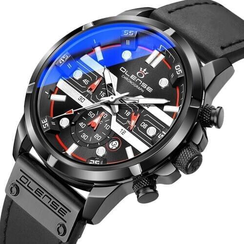 Fashion Gift for Men Watch Chronograph Sport Mens Watches Top Brand Luxury Quartz Clock Leather Man Wristwatch Relogio Masculino