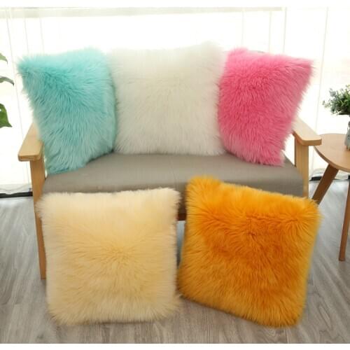 Pink Decorative Cushion Cover 50x50 Plush Pillow Case For Sofa Luxury Cushion Cover Home Decor Water wash yellow Pillowcase