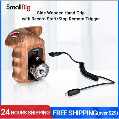 SmallRig Right Side Wooden HandGrip with Record Start/Stop Remote Trigger for Sony Mirrorless Dslr Camera Cage Handle - 2511